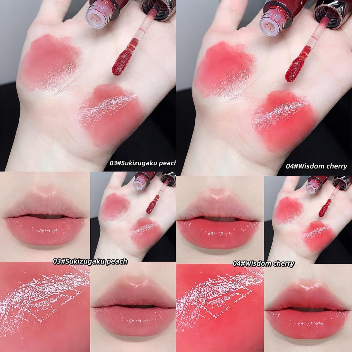 Gege Bear Mirror Surface Water Glossy Lip Glaze | All-Day Wear 24-Hour Lipstick | Perfect 9 to 5 Lip gloss | Smudge-Proof & Waterproof | Best Glossy Lip Care for Every Skin Tone (04# Wisdom Cherry, 2.8g) - Image 3