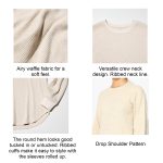 Alan Jones Clothing Women's 100%Cotton Relaxed Fit Waffle Crew Neck Long Sleeve T-Shirt - Image 5