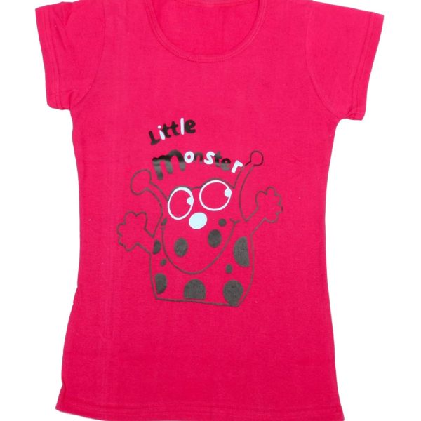 IndiWeaves Girls Cotton Half Sleeve Printed T-Shirt (Magenta,14-15 Years)