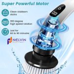NELVIN EXPORTS Electric Spin Scrubber,Cleaning Brush Scrubber for Home, 400RPM/Mins-9 Replaceable Brush Heads-90Mins Work Time,Adjustable Size,2 Adjustable Speeds for Bathroom Shower Bathtub Glass Car - Image 2