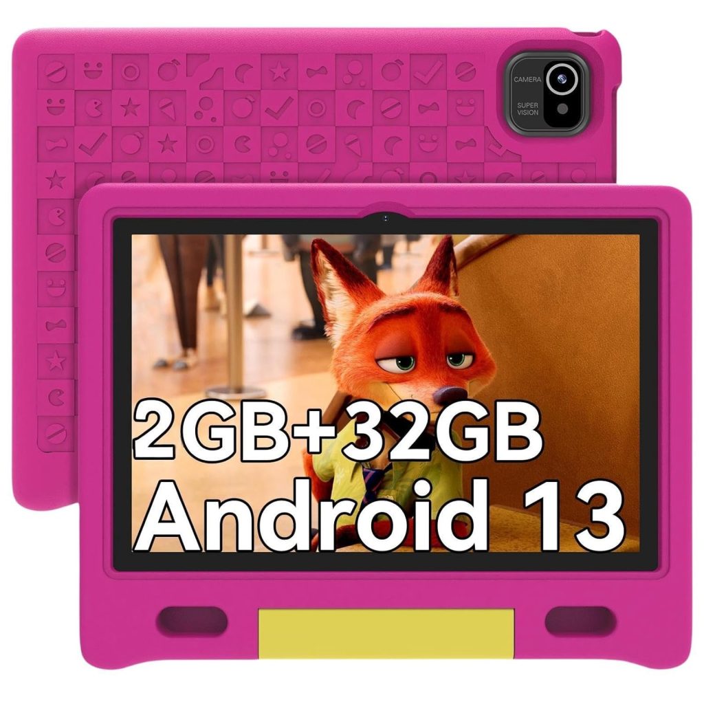 CFVOCUY 2025 Kids Tablet, 10.1" Children's Tablet with Case, Pre-Installed Educational Apps and Parental Control, 2+32GB Storage (512GB Expand), Quad-Core, WiFi, for Ages 4-12, Eye Protection Mode