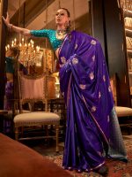 AKHILAM Women's Satin Silk Bagh Printed Saree With Unstitched Blouse(KNTKLX391001_RJ_Parent) - Image 3
