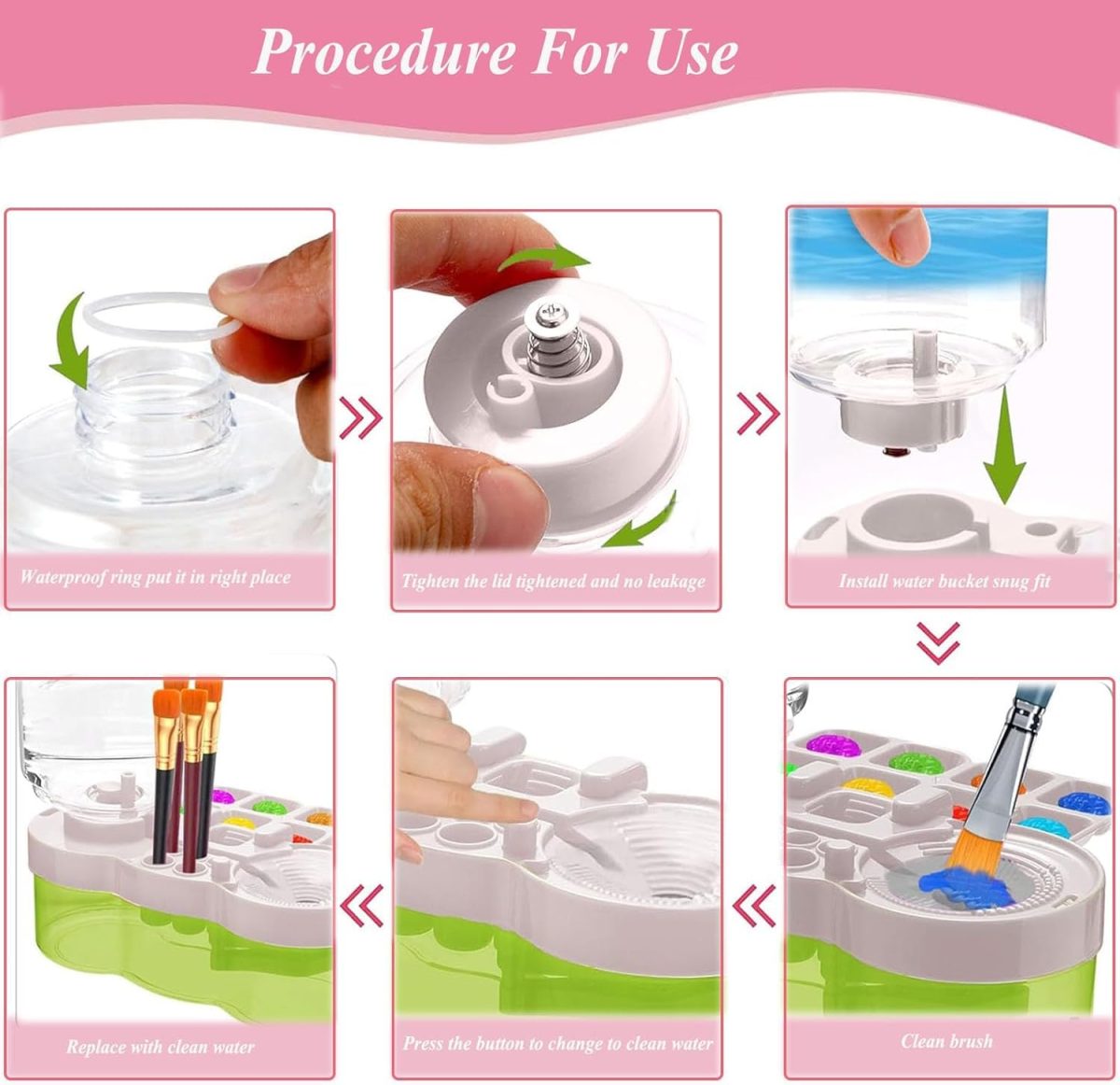 LUOSHI Paint Brush Cleaner Brush Rinser Water Circulation Painting Tool with Brush Holder and Palette Brush Rinser Dispenser for Adults Artist Kid - Image 7