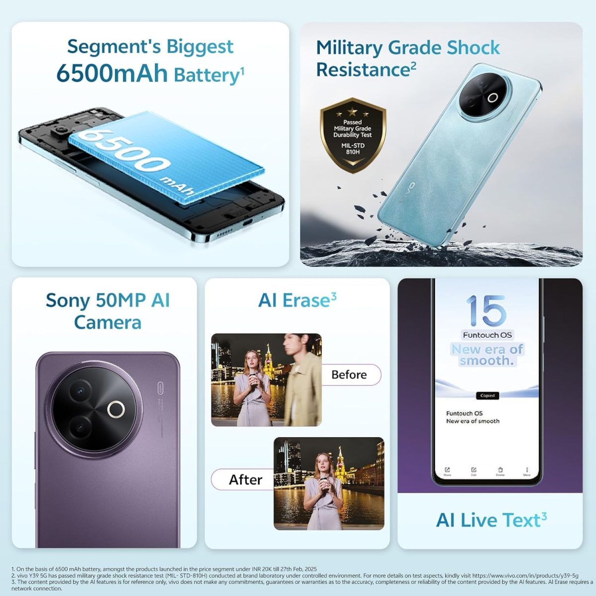Vivo Y39 5G (Ocean Blue, 8GB RAM, 256GB Storage) - Image 2