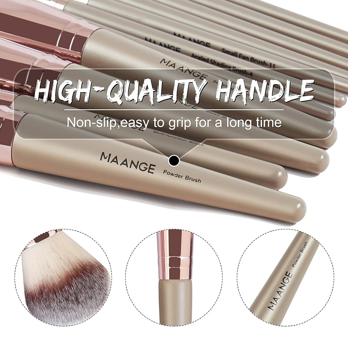 MAANGE Makeup Brushes 15Pcs Makeup Brush Set Premium Synthetic Foundation Face Powder Blush Concealers Make Up Brushes Sets with Makeup Sponge and Brush Cleaner?Champagne) - Image 6