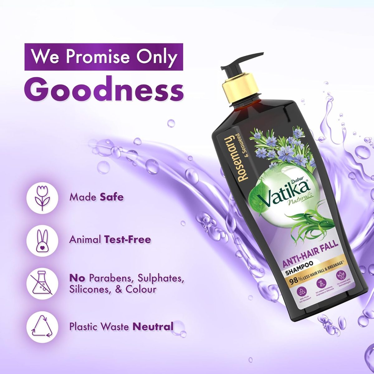 DABUR Vatika Rosemary & Seaweed Anti-Hairfall Shampoo - 640Ml|Reduces Hair Fall|Stimulates Hair Growth And Thickness|Co-Created With Dermatologist|No Sulphates, Silicones & Parabens|Animal Test Free - Image 6