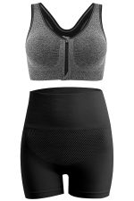 Dressably Women's Stretchable Cycling Shorts & Front-Zip Sports Bra Set – Comfort, Support & Style