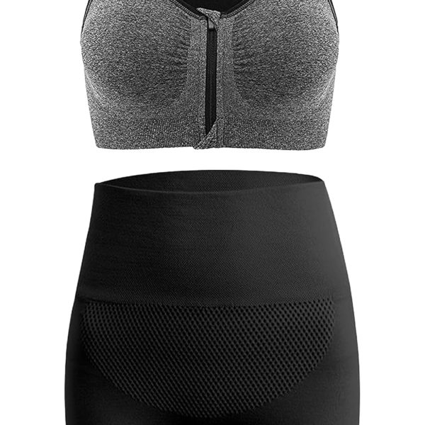 Dressably Women's Stretchable Cycling Shorts & Front-Zip Sports Bra Set – Comfort, Support & Style
