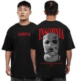 Darkbuck® Oversized Tshirt for Men and Women Drop Shoulder Loose Baggy Fit Unisex Pure Cotton T-Shirt Insomnia