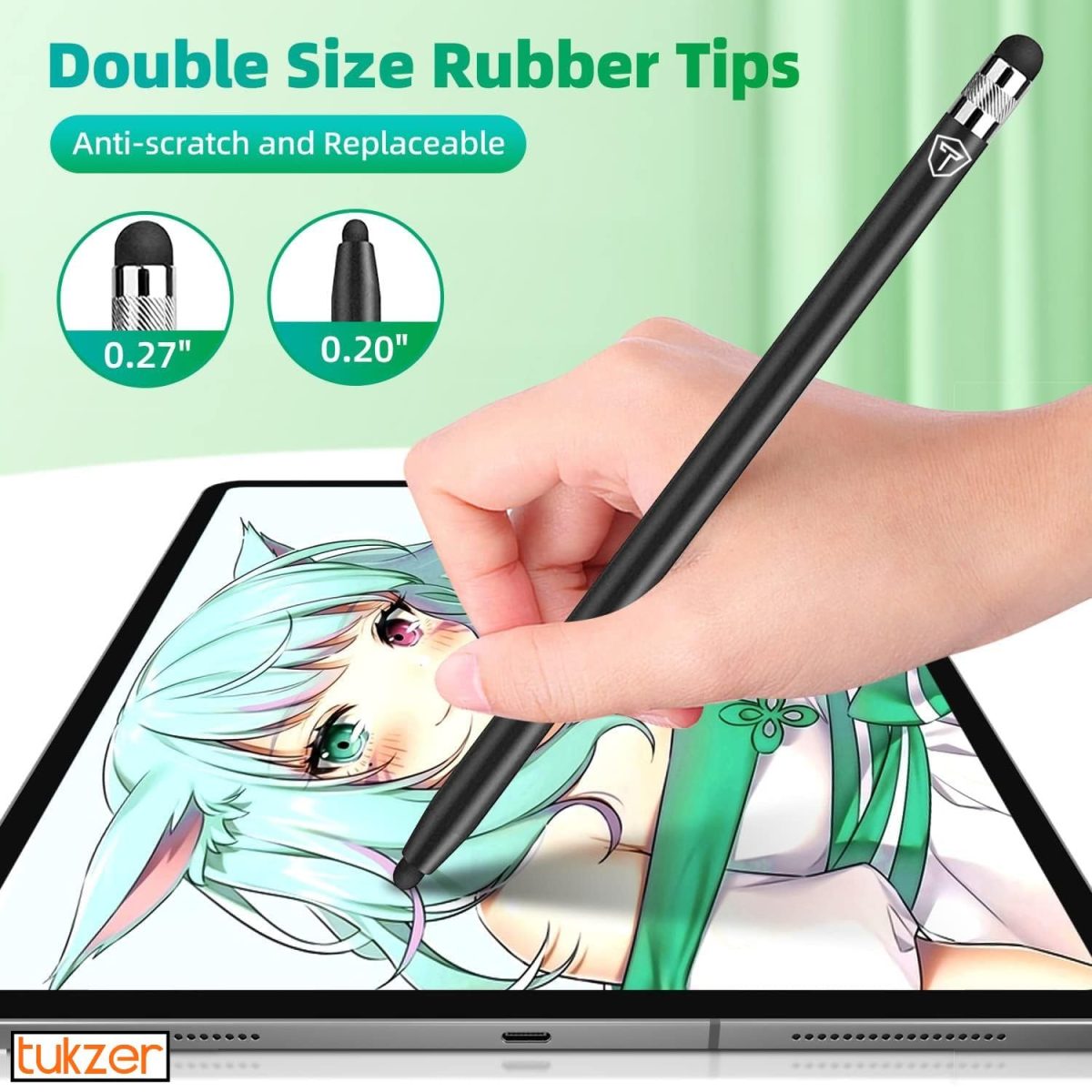 Tukzer 2in1 Universal Stylus Capacitive Pen, Fine Tip,High Sensitivity & Precision for Smartphones, Tablets, iPad, iPhone, iOS,Android,Windows & All Touch Screens Devices-Jet Black - Image 3