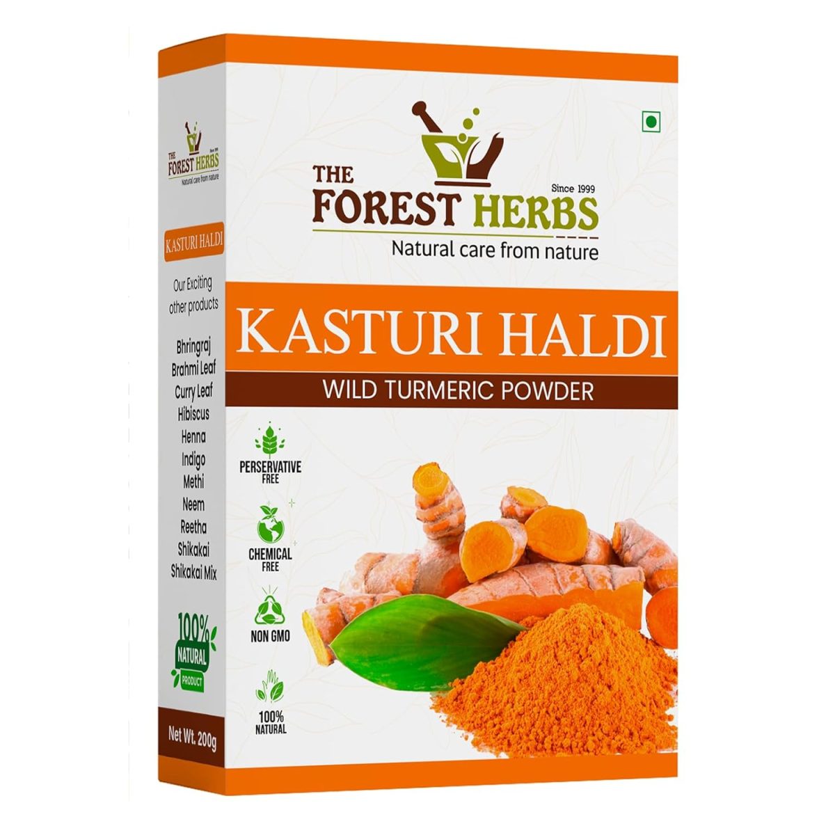 The Forest Herbs Natural Care From Nature Kasturi Haldi Powder (100 grams) | Wild turmeric powder for glowing skin | Kasturi Manjal for All Skin types| 100% Natural, Chemical-free, Perseverative-free