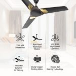 Polycab Aereo Plus Star Rated, 1200mm Ceiling Fan For Home | High Speed & Air Delivery | Saves Up To 33% Electricity, 100% Copper, Rust-Proof Blades, 52 Watt【Matt Black Choclate Gold】 - Image 3
