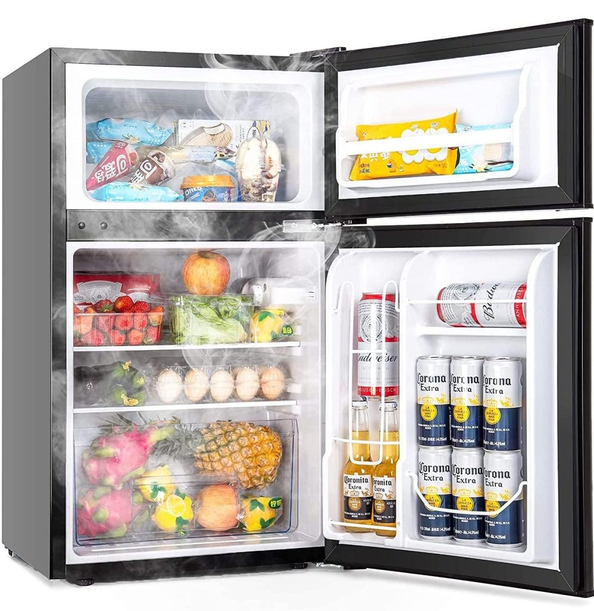 LEONARD USA 122 L Inverter Double Door Mini Refrigerator/Small Fridge for Home & Wine Chiller with Separate Deep Freezer Compartment for Preserving Ice & Meat (Based on American Technology) (Black)