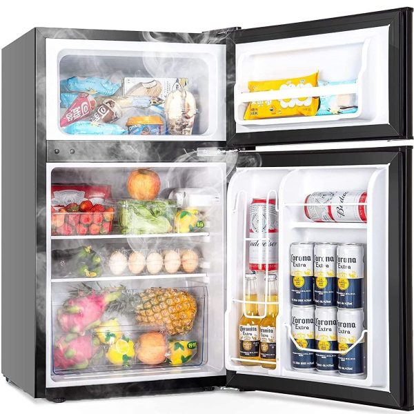 LEONARD USA 122 L Inverter Double Door Mini Refrigerator/Small Fridge for Home & Wine Chiller with Separate Deep Freezer Compartment for Preserving Ice & Meat (Based on American Technology) (Black)