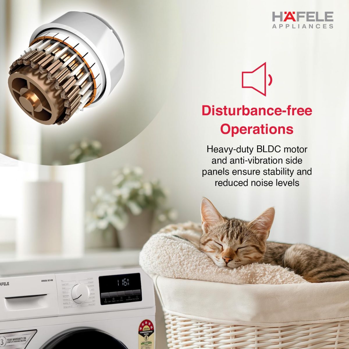 HAFELE AMARA 9 kg 5 Star, Premium Fully Automatic Front-Load washing machine engineered using German technology, comes with Steam Shield and Hexa Wash Design - Image 8