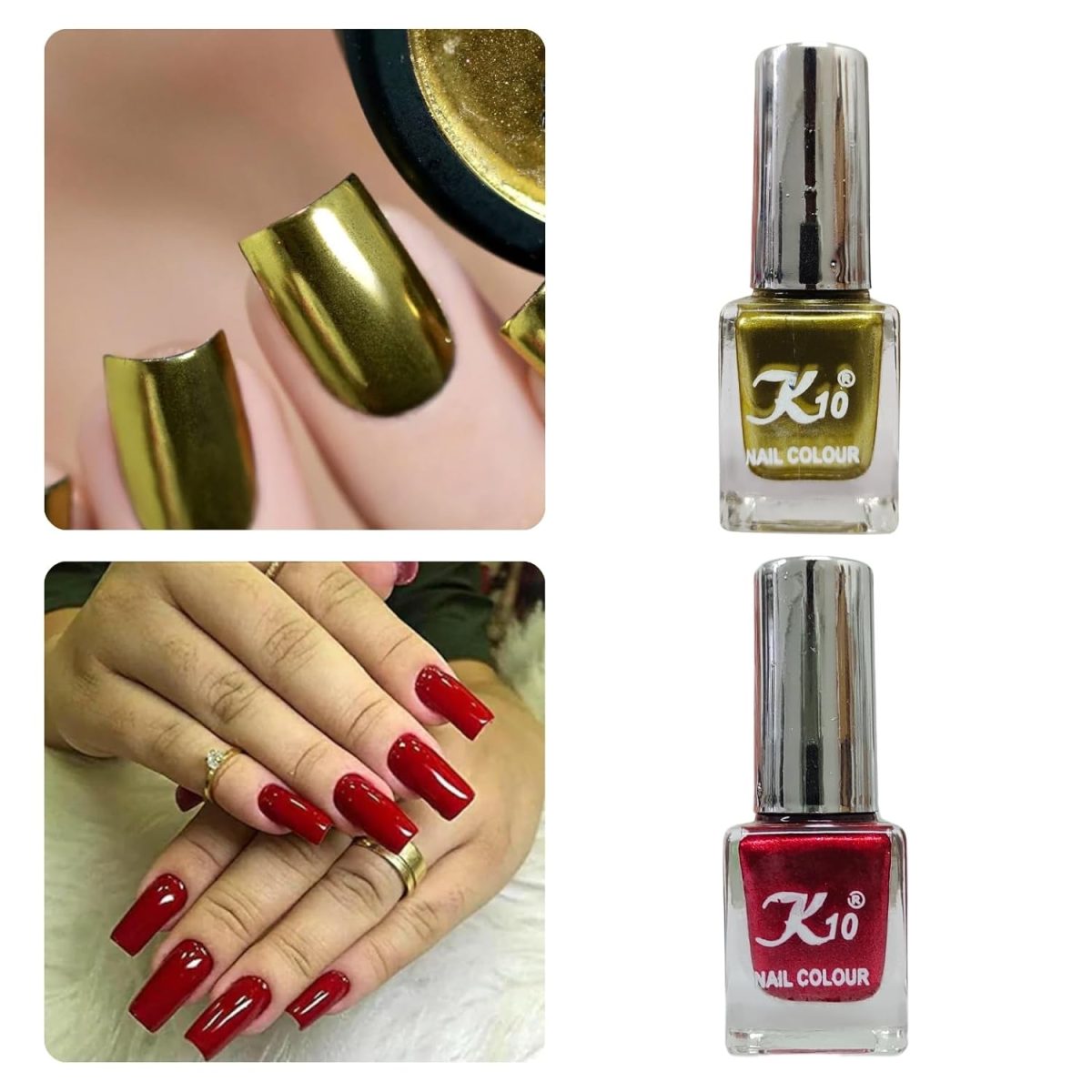 K10 Nail Polish| Metallic Finish Nail Paint|Quick Drying| Non UV Polish - Gel Finish |Chip Resistant Long-Lasting Multicolor Nail paint for Women and Girls| Multicolours | Set of 12 (12ml each) - Image 5