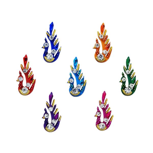 Comet Busters Peacock Multicolor Handcrafted Bridal Bindis For Women (BIN010)(15mm)