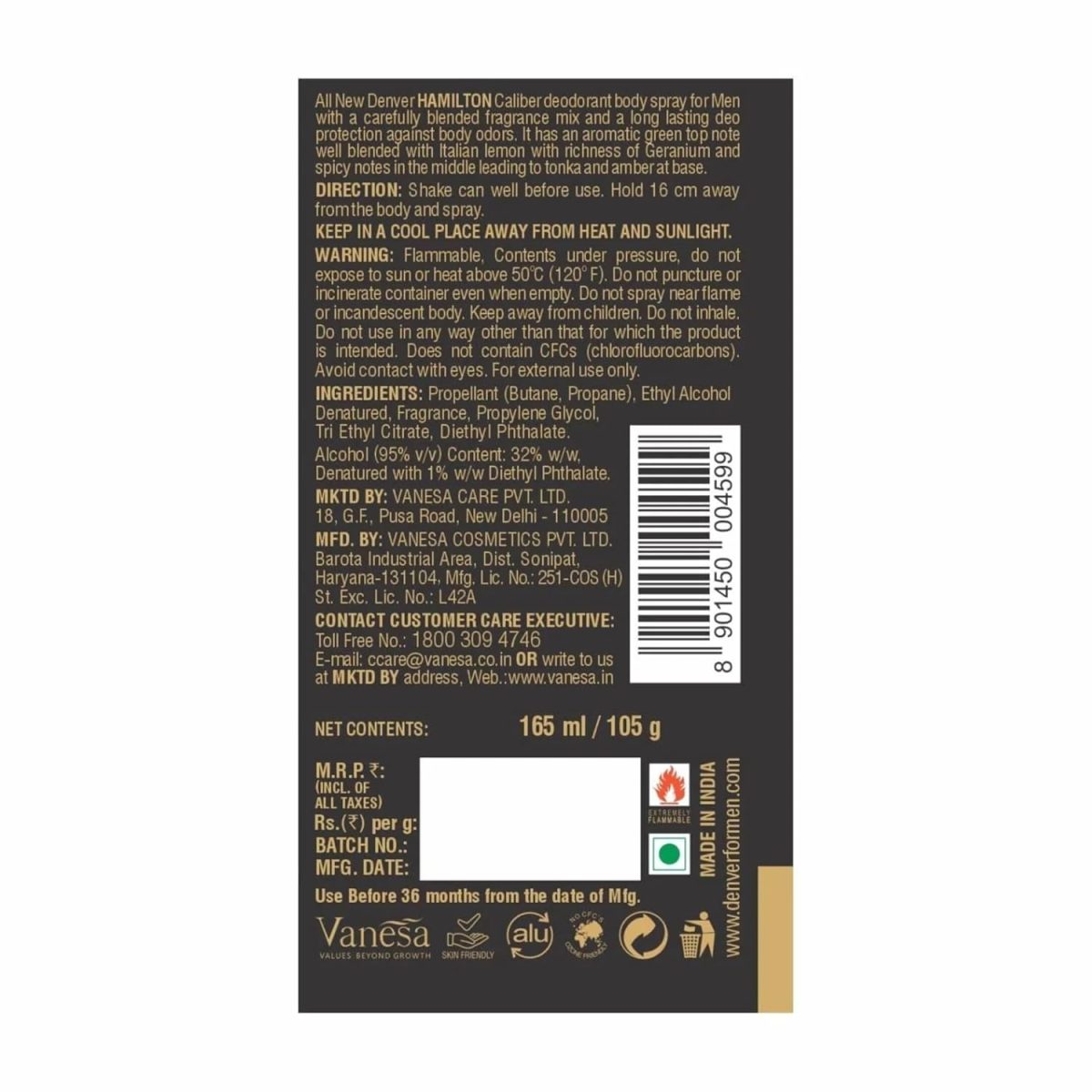 DENVER Caliber Deo + Imperial Deo - 165ML Each (Combo Pack of 2) | Long Lasting Deodorant for Men - Image 8