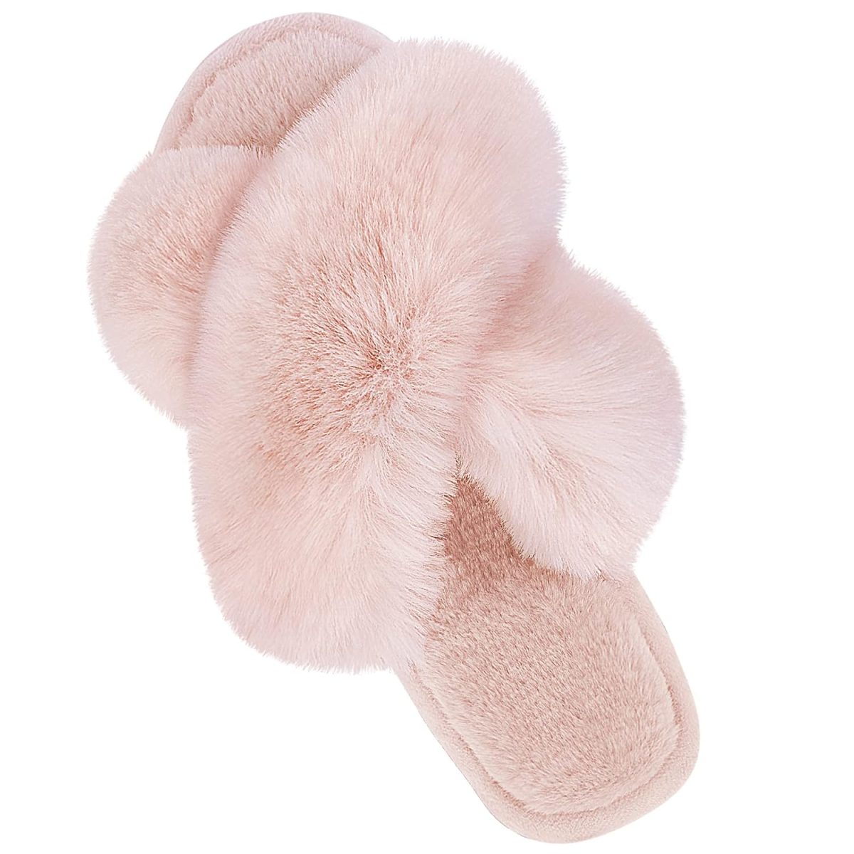 Cozyfurry Womens Cross Band Slippers Cozy Furry Fuzzy House Slippers Open Toe Fluffy Indoor Shoes Outdoor Slip on Warm Breathable Anti-skid Sole - Image 2