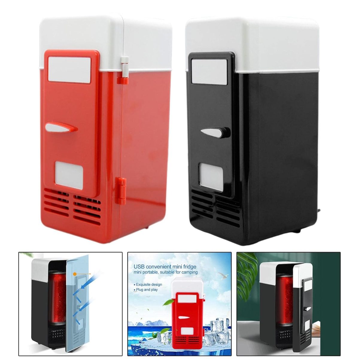 ARTISOUL® USB Mini Car Refrigerator Warmer Bar Portable for 1 Can Desktop Bedroom Red | Major Appliances | Refrigerators & Freezers | Mini Fridges - Image 6