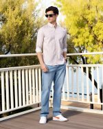 Majestic Man Classic Slim Fit Vertical Striped Casual Cotton Shirt - Image 2