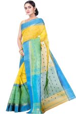 DipDiya Women Pure Cotton Traditional Bengali Woven Ganga Jamuna Buti Tant Saree - Image 3