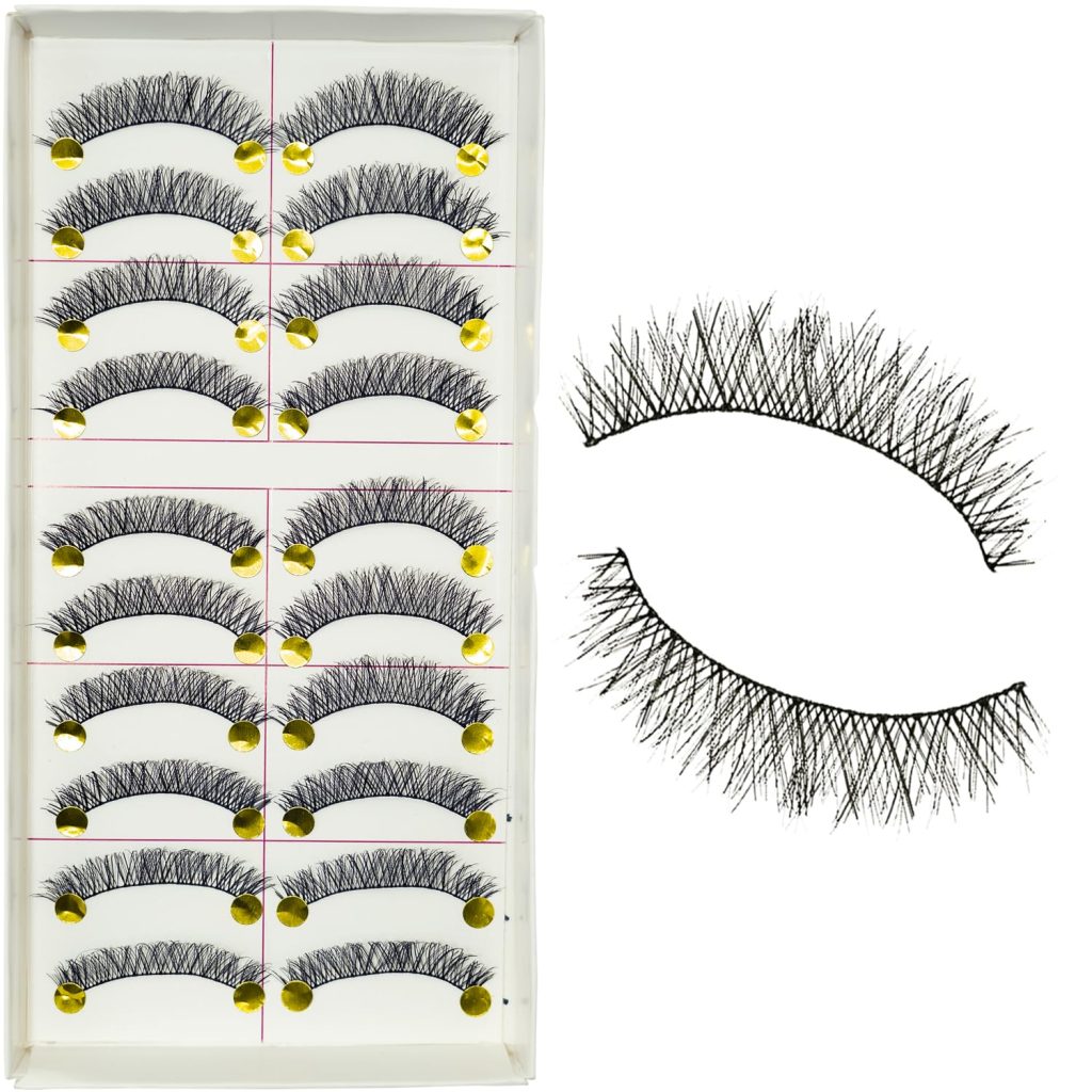 YUISI 10 Pairs of False Eyelashes, Eyelashes Natural Look Reusable, Wispy Handmade Fake Eyelashe, 3D Fluffy Lashes for Bridal & Festivals (Black-M14)