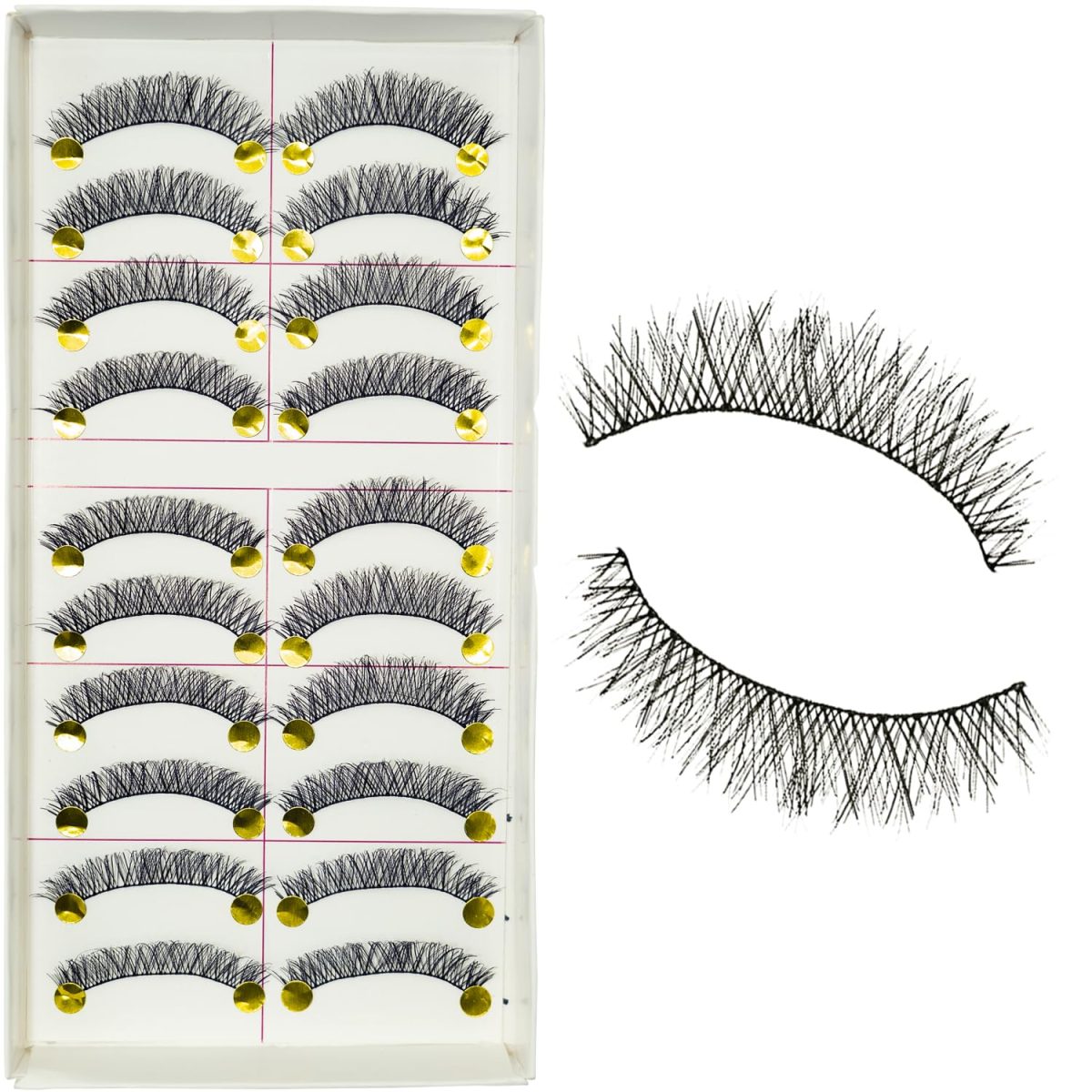 YUISI 10 Pairs of False Eyelashes, Eyelashes Natural Look Reusable, Wispy Handmade Fake Eyelashe, 3D Fluffy Lashes for Bridal & Festivals (Black-M14)