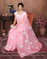 Yashika Women's Woven Printed Organza Saree with Blouse Material (AZ-YS-P1-PRMISHA-Parent_Pink) - Image 6