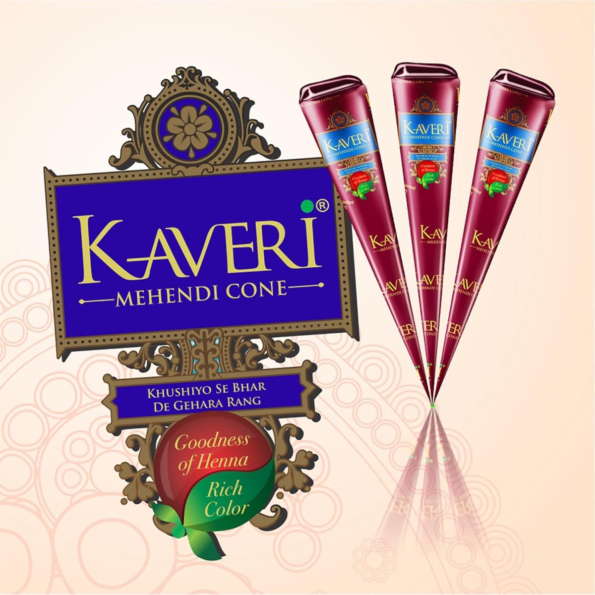 Kaveri Natural Henna Mehandi Cone for Hands & Hair Herbal Rajasthani Henna Paste in Natural Dark Brown Color With Nilgiri Oil for Bridal Dulhan Wedding Occasion Instant Mehendi Cone - Pack of 12 - Image 5