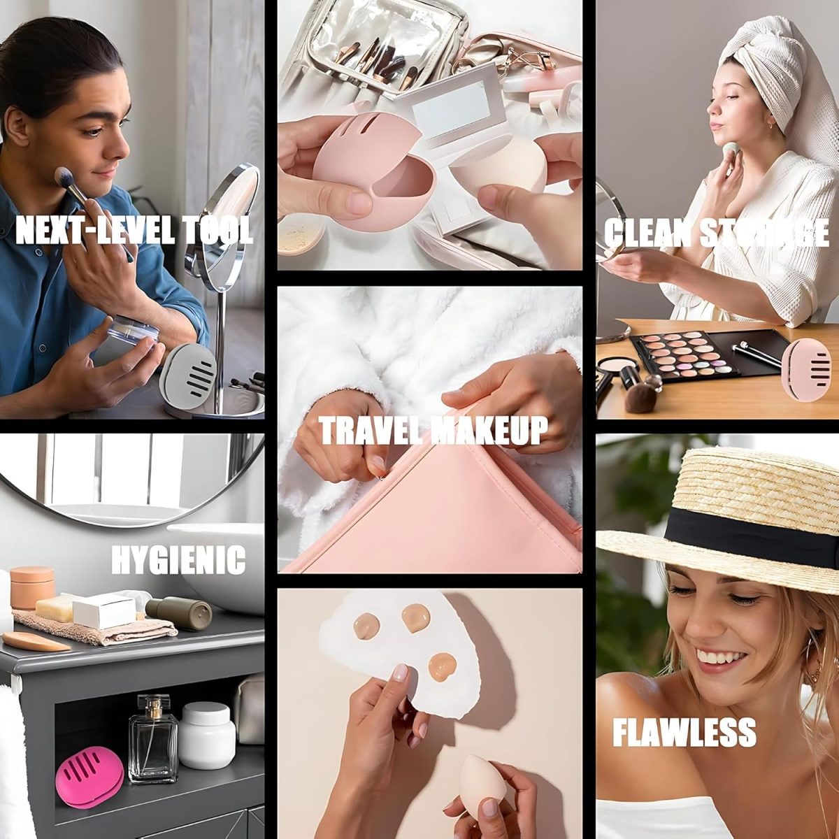 Hian Silicone Makeup Sponge Holder for Travel, Double-Sided Breathable & Shatterproof Beauty Blender Case for Women & Girls, Cosmetic Storage for Sponges Sponge Holder (Pink Color) - Image 6