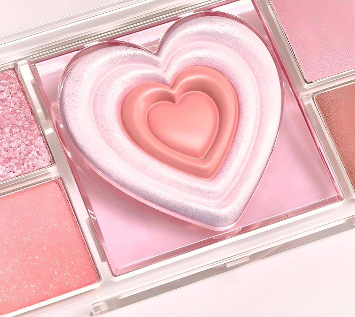 12 Colors Nude Matte Shimmer Eyeshadow, Blusher, Highlighter Palette - High Pigmented All-in-One Palette With Eye Shadow, Blusher, and Heart Shaped 3D Highlighter Shades (Nude Palette) - Image 5
