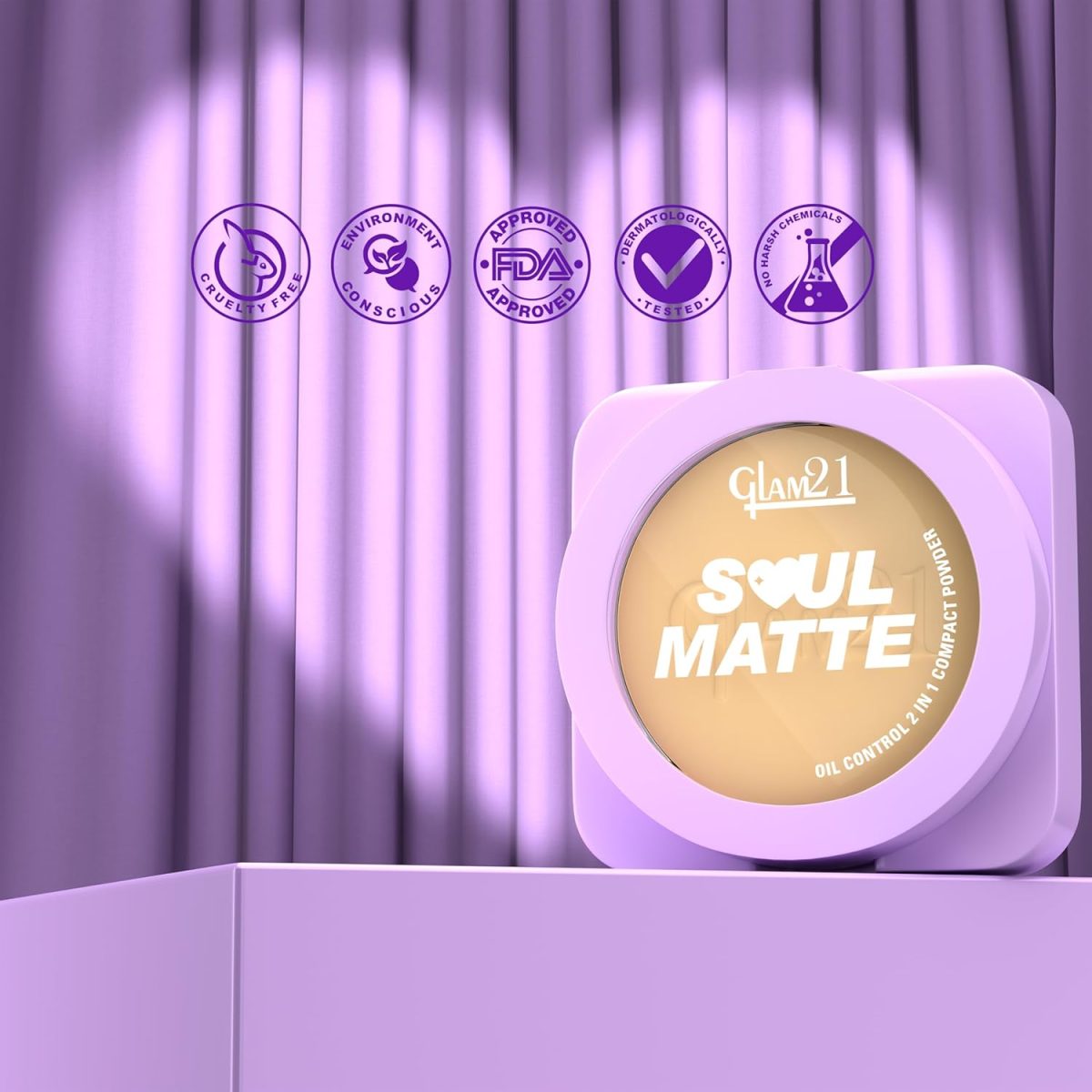 Glam21 Soul Matte Oil Control 2 in 1 Compact Powder | Matte & Shimmer Shades | Air Light Formula & Stay Upto 10 hrs | Rich With Hyaluronic Acid, Squalane & Mango Butter |SPF20 |18gm- Silk Ivory 01 - Image 9