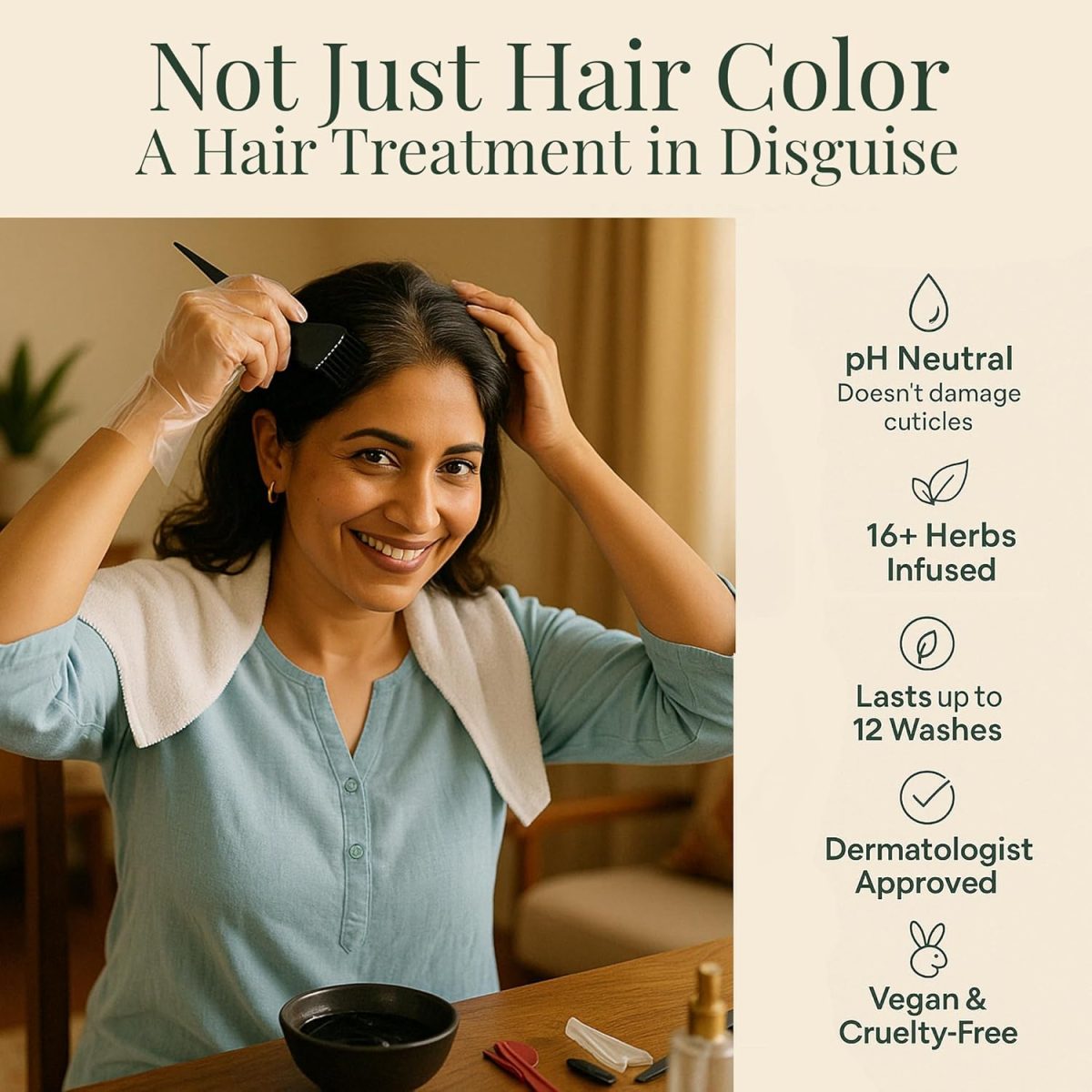 SACRED HERBS Ammonia & PPD Free Organic Gel Hair Color | pH Neutral | Long Lasting Colour with 100% Grey Coverage | Conditioning & Damage Free Natural Hair Coloring for Men & Women Dark Brown 3.00 - 240ml+20gms - Image 2
