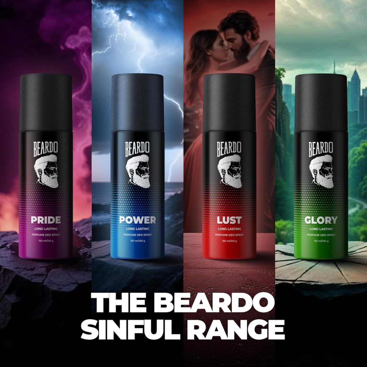 Beardo Pride, Glory & Whisky Smoke Bourbon Perfume Body Spray 150ml x (Set of 3) Long lasting Fougere, Aromatic Deodorant | Deo For Men | Christmas gift for men | Gift For Friends | Gift for Men - Image 9