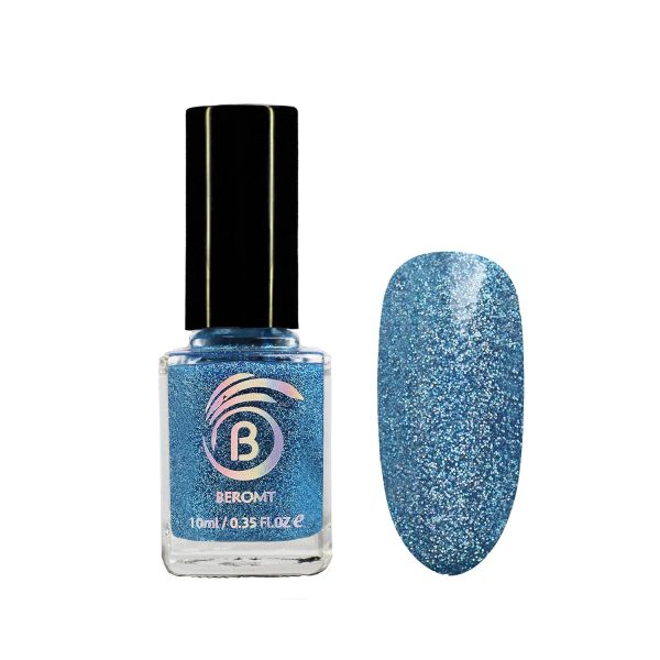 Beromt Blue Wave Holographic Nail Polish, Glitter Nail Paint, Nail Art, Colors, Gel Effect Nail Polish, Best Nail Polish, High-Shine Long Lasting Non-Toxic Professional Nail Polish, 10ml-526