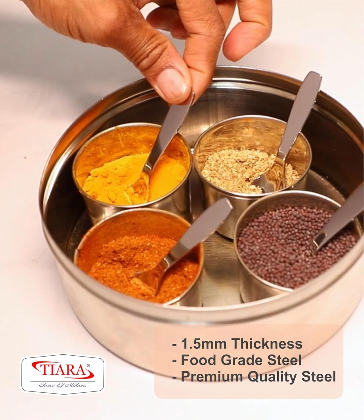 TIARA 6Pc Masala Spoon Heavy Guage Stainless Steel Small Spoon Mini Spoon for Masala Containers Spoon Set for Home/Kitchen Length 8cm (6Pc) - Image 4