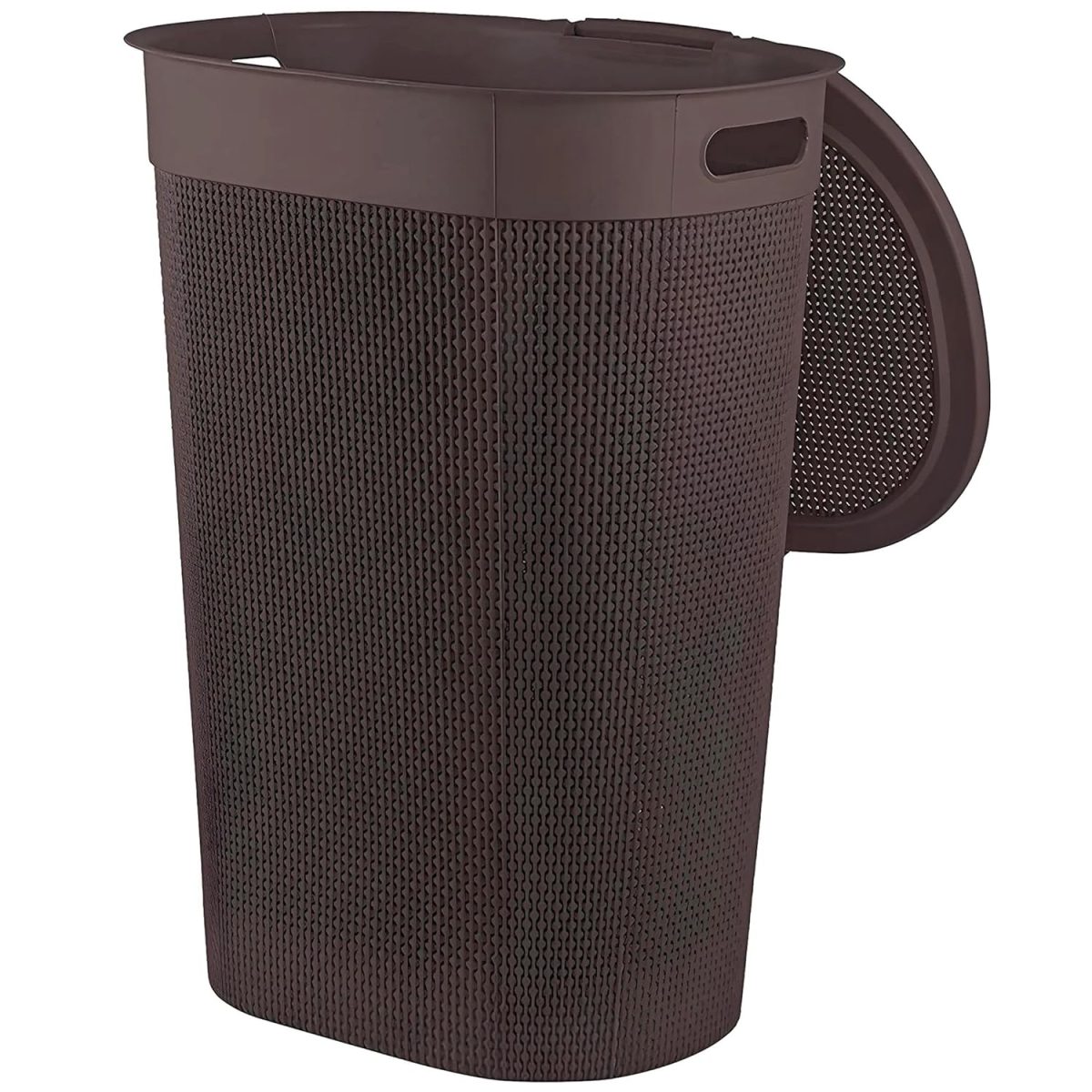 Kuber Industries Plastic Big Large Multipurpose 55 Ltr Washing Clothes Storage Basket with Lid & Handle | Waste Clothes Laundry Basket/Hamper Bins for Blankets, Toys, Bathroom & Bedroom | Brown - Image 5