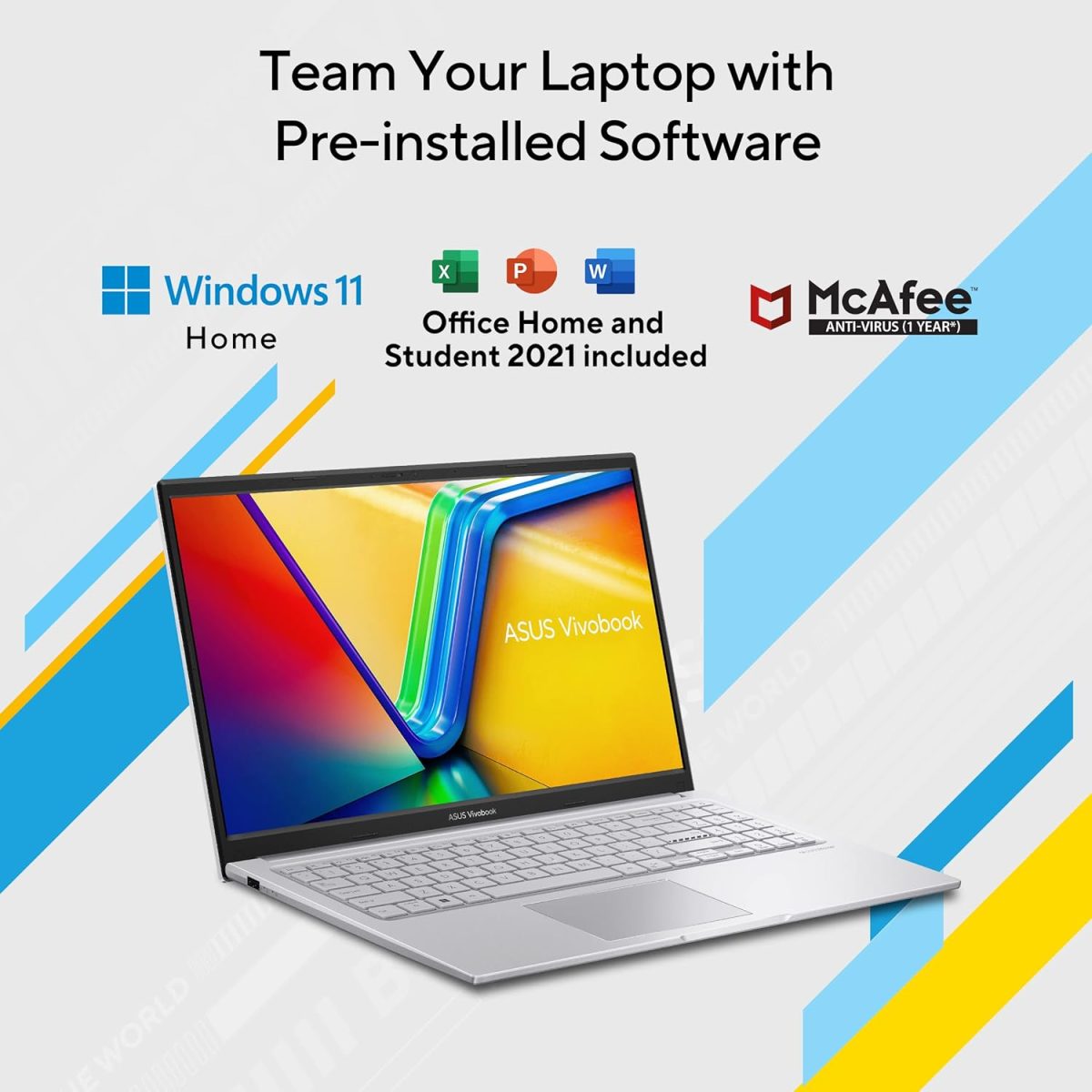 ASUS Vivobook 15 (2023), Intel Core i3-1315U 13th Gen, 15.6" (39.62 cms) FHD, Thin and Light Laptop (8GB/512GB SSD/Windows 11/Office 2021/Backlit KB/Silver/1.7 kg), X1504VA-NJ322WS - Image 8