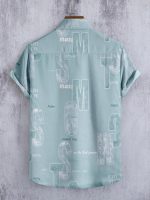 Men Stylish Premium Branded Typography Print Festival Printed Cotton Stretchable Fabric Slim Fit Half Sleeve Cut Away Collar Casual Shirt - Image 2