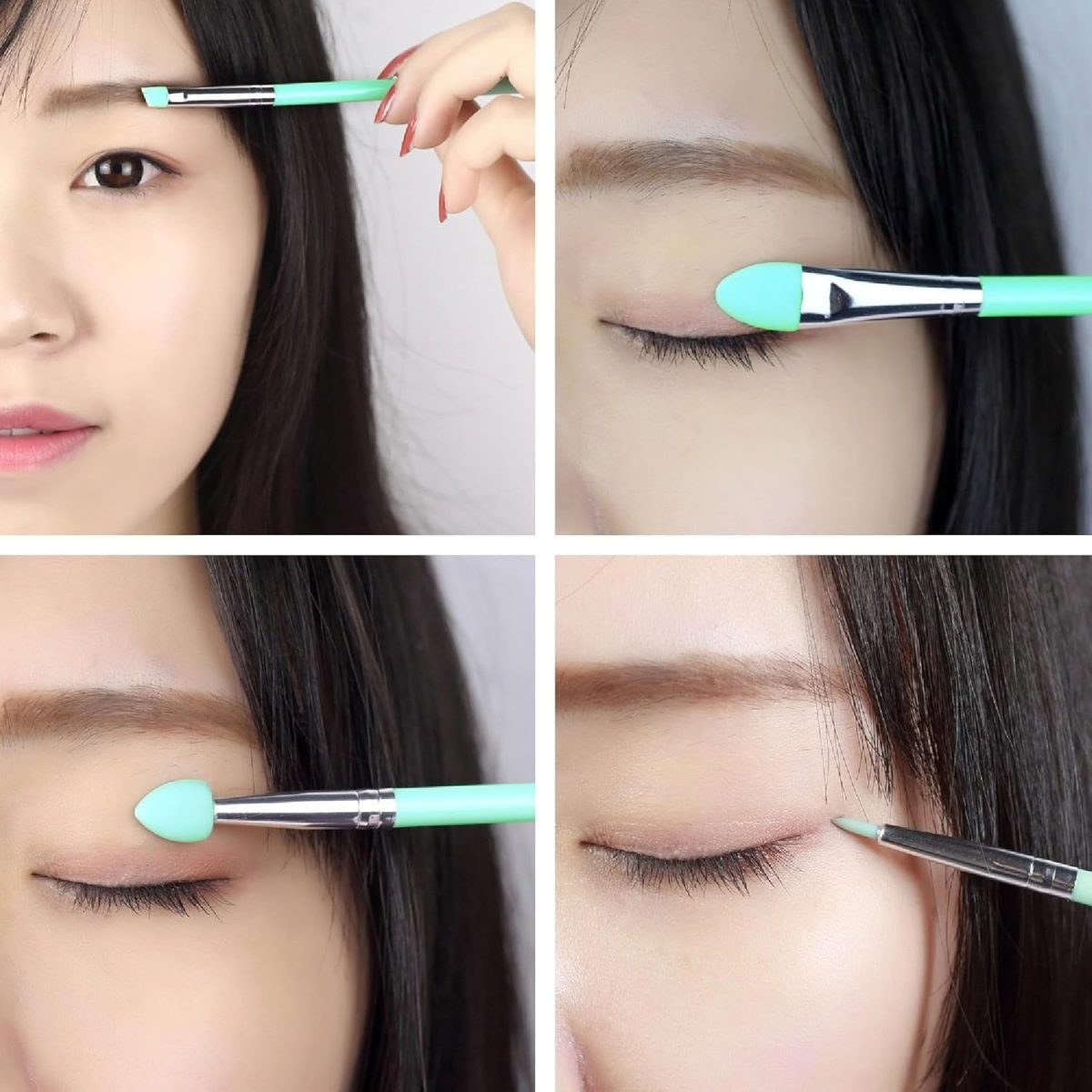 BURRDOFF 7 Pcs Mint Green Silicone Makeup Brush Set (with Leather Pouch) - Facial Mask, Eyeliner, Eyebrow, Eye Shadow, Cream Makeup, Lip, UV Resin Epoxy Art Crafting - Image 3