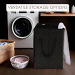 Kuber Industries Non Woven Clothes Basket (75 Ltr) Toy Storage Box | Foldable Laundry Bag | Lid & Handles | Clothes Dress Bin | Washing Cloth Basket | Golden Dot | Dhakkan Box | Black, 370 Mm, 530 Mm - Image 4