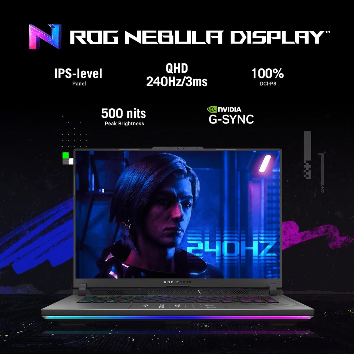 ROG Strix G16 (2024), 16 "(40.64cm) QHD+ 240Hz, Intel Core i9 14900HX, Gaming Laptop (16GB DDR5/1TB SSD/NVIDIA GeForce RTX 4070 /Windows 11/Office 2021/Eclipse Gray/2.50 Kg), G614JIR-N4062WS - Image 3