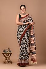 Crafts Moda Mulmul Cotton Saree for Women with Blouse Piece, Lightweight sari - Image 2