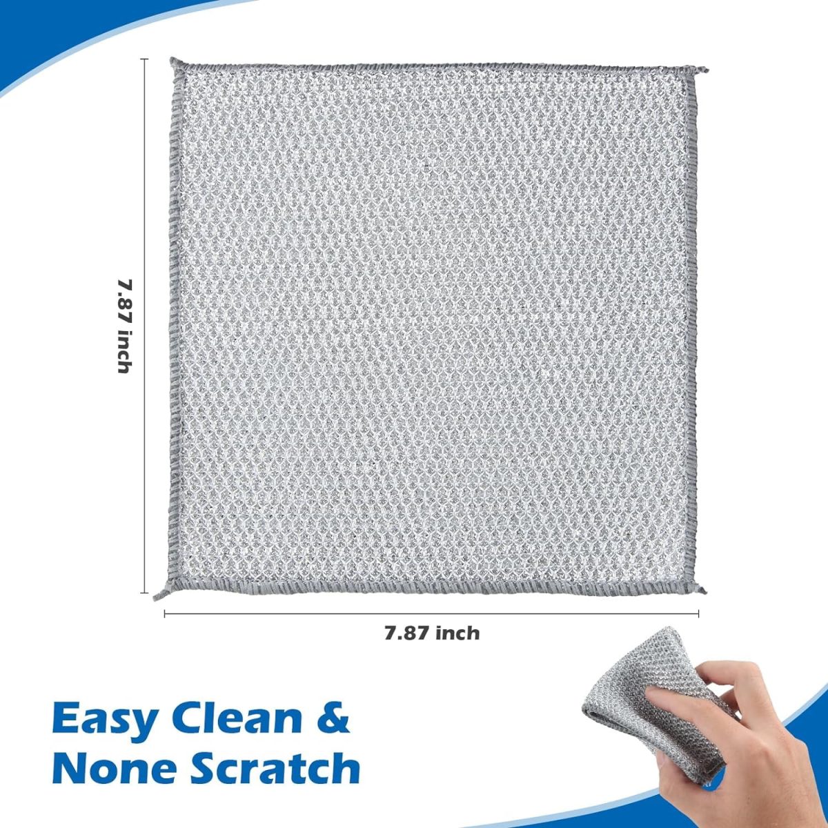 DALUCI 6 Pcs Non-Scratch Steel Wire Dishwashing Cloth | Heavy-Duty Scrubber for Utensils, Dishes & Kitchen Cleaning | Reusable & Durable Cleaning Cloth for Sink & Countertops - Image 2