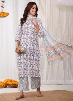 rytras Women's Cotton Straight Kurta Set with Palazzo Pants & Dupatta - Image 5