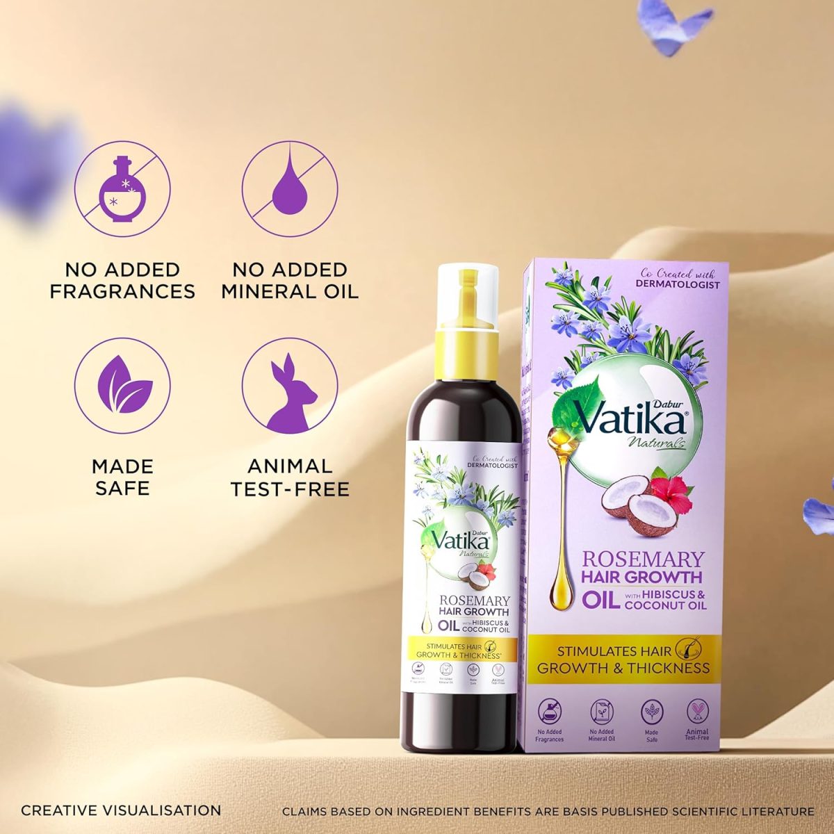 DABUR Vatika Rosemary Hair Growth Oil With Hibiscus & Coconut Oil - 100Ml | Stimulates Hair Growth And Thickness | Reduces Hair Fall | Co-Created With Dermatologist | No Mineral Oil |Animal Test Free - Image 6
