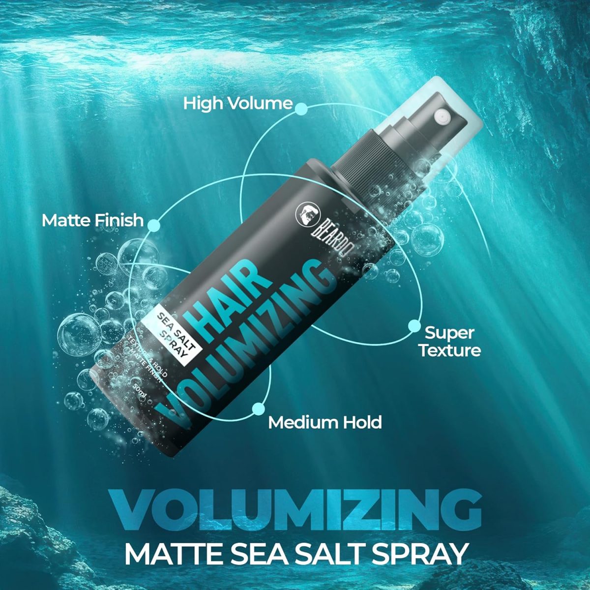 Beardo Hair Volumizing Sea Salt Spray 50ml | With Olive Oil & Coconut Oil | Hair Texture Spray & Matte Hold | Hair Volumizer Hair Setting Spray | Natural Hold Hair Spray for Men and Women - Image 4