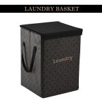 Kuber Industries Non Woven Clothes Basket (75 Ltr) Toy Storage Box | Foldable Laundry Bag | Lid & Handles | Clothes Dress Bin | Washing Cloth Basket | Golden Dot | Dhakkan Box | Black, 370 Mm, 530 Mm - Image 2