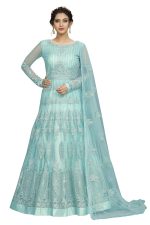TRENDMALLS Women's Net Embroidery Salwar Suit Anarkali Kurta Set with Dupatta